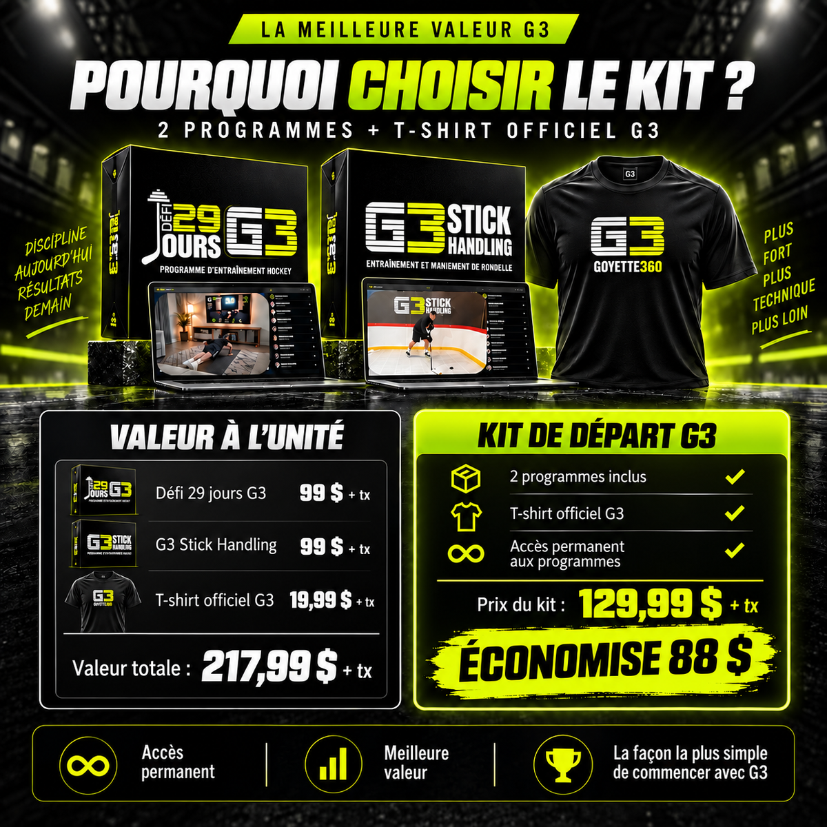 Kit de départ G3 — 2 programmes + T-shirt